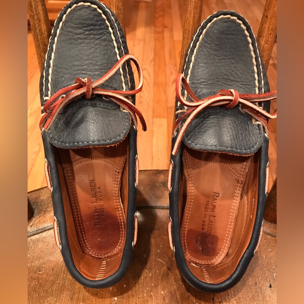 Ralph Lauren Navy Soft Leather Driver - Picture 1 of 5